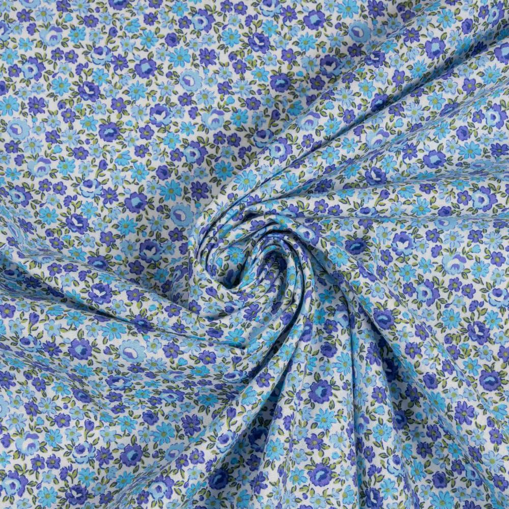 Popelín algodón floral D/2 azul - telas popelín de algodón en PUGUTEXTILE