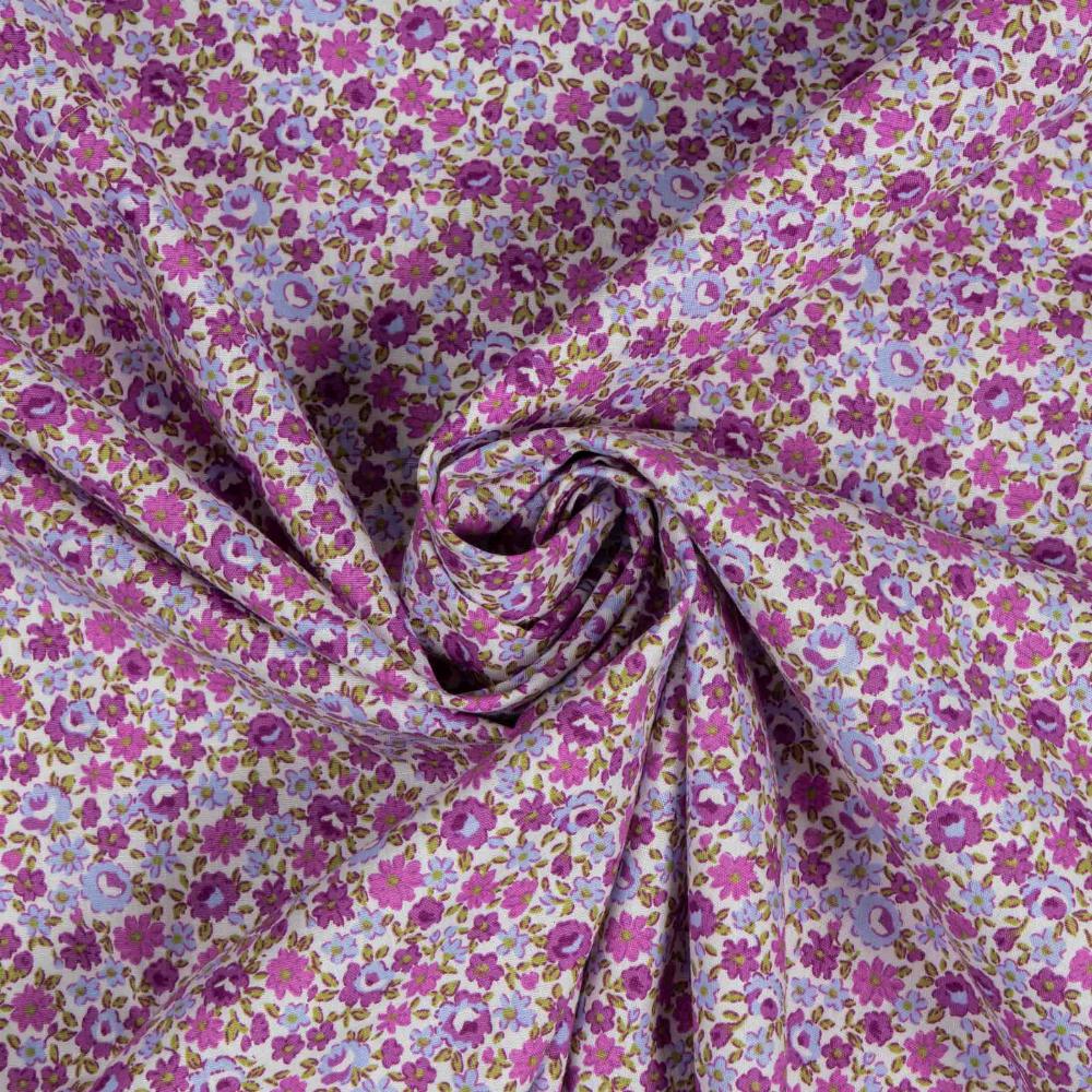 Popelín algodón floral D/2 malva - telas popelín de algodón en PUGUTEXTILE